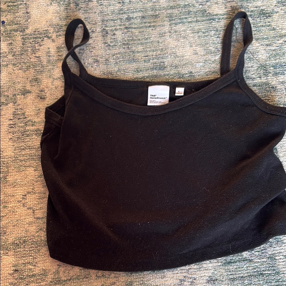 TNA Black Crop Camisole Fitted Tank Top